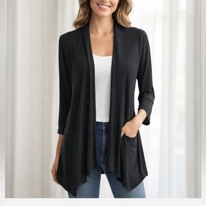 Black Open Front Cardigan – Lightweight & Flowy